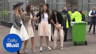 Dolledup racing fans arrive at Ladies Day for Aintree  Daily Mail [upl. by Dempster561]