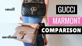 GUCCI MARMONT COMPARISON  SMALL VS MEDIUM [upl. by Ellennej]