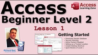 Microsoft Access Beginner 2 Lesson 01 Getting Started Security Warning Trusted Location Review [upl. by Lyrred264]