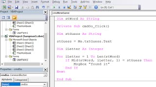 How to Make a Hangman Game with VBA Part 5 – Checking for Correct Guesses [upl. by Aicat]