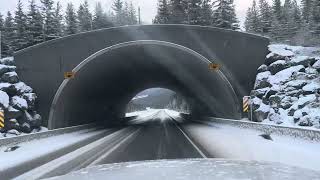 Driving through Banff national park in snowy weather [upl. by Joyann629]