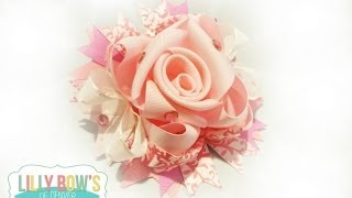 Its GUEST weekend Ribbon Rose tutorial hairbow how to [upl. by Harberd]