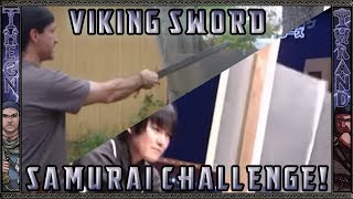 Viking Challenge Viking Sword cutting Steel Plate Thrand  Reply to Samurai Challenge [upl. by Norward]