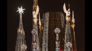 Sagrada Familias four towers have been illuminated [upl. by Enajharas]