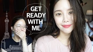 상해 출장 Get Ready With Me  Vlog  피부도 파우치도 가벼운 초간단 메이크업 튜토리얼  민새롬 [upl. by Sair75]