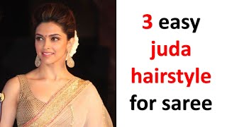 3 easy juda hairstyle for saree  gajra hairstyle  chignon bun  hairstyle for wedding  hairstyle [upl. by Chaiken]