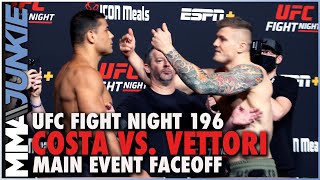 Marvin Vettori flips off curses out Paulo Costa in heated faceoff  UFC Fight Night 196 [upl. by Ayat576]