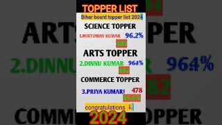 bseb patnaBihar board intermediate result topper list science topper।ARTS topper। COMMERCE topper [upl. by Theressa]