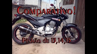 CB300 COMPARATIVO DEFINITIVO PINHÃO DE 13 14 15 [upl. by Dan]