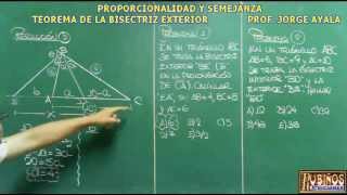 EL TEOREMA DE LA BISECTRIZ EXTERIOR EN PROPORCIONALIDAD EJERCICIOS RESUELTOS [upl. by Frye246]