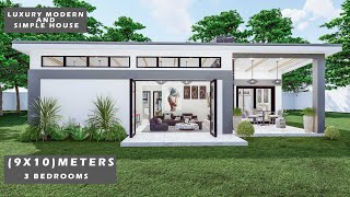 Amazing Modern House Design  9mX10m 3 Bedrooms  Monopitch Roof [upl. by Romney]