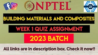 Building Materials And Composites Week 1 Quiz Assignment Solution  NPTEL 2023 [upl. by Anial]