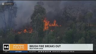 Brush fire in western MiamiDade about 50 percent contained [upl. by Eleynad577]