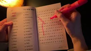 Whispered ASMR for Sleep Relaxation Cozy Dark Room Doing a Word Search and Chit Chat [upl. by Duthie]