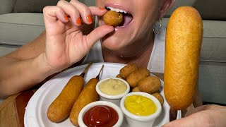 ASMR Corn Dogs amp Mini’s eating video  whisper [upl. by Igic768]