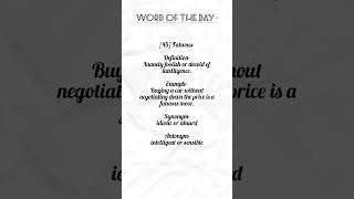 FATUOUS  Word Of The Day vocab english difficultwords reels ssccgl cbse icse bank bpsc [upl. by Aiciram]