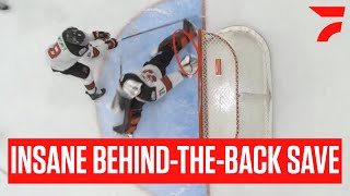 GOTTA SEE IT Incredible BehindTheBack Save From Callum Tung In BCHL Playoffs [upl. by Rockwood]