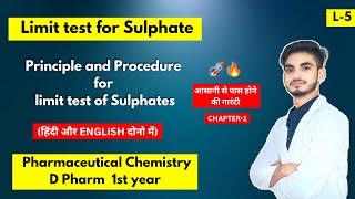 L5। CH1। Limit test for sulphate। Pharmaceutical Chemistry D Pharmacy 1st year। Hindi। [upl. by Kermy]