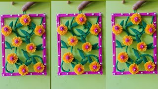 DIY easy woolen flower wall hanging craft ideasdiwali decoration ideas for woolen wall decoration।। [upl. by Luap263]