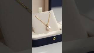 Akoya Saltwater Pearl 18K Gold Diamond Victory Sign Necklace [upl. by Jennee22]