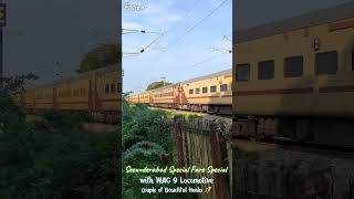 Secunderabad special fare crossing train trainlover wag9 trainsounds trainhorn [upl. by Aleehs270]