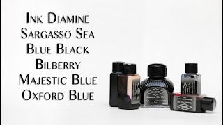 inchiostri Diamine blu Majestic Oxford Bilberry Blue Black Sargasso Sea  ink test review [upl. by Dymphia]