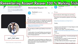 Facebook Remembering Account Recover  Recover Memorialize Account  How To Recover Remembering fb [upl. by Oilerua]