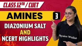 Amines 03  Diazonium salt and Ncert highlights  Class 12thCUET [upl. by Elvyn68]