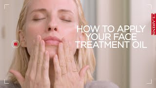 How to apply your face treatment oil  Clarins [upl. by Odrareve]