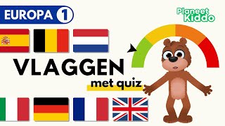 Europese Landen Leren Deel 1 🇪🇺 • Peuters En Kleuters • Met Leuke Vlaggen Quiz Voor Kinderen [upl. by Nye]