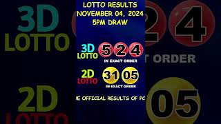 Lotto Result November 04 2024 5pm Draw shorts [upl. by Beverie]