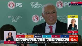 PS Vence Eleições  António Costa  Legislativas 2022 [upl. by Braswell359]