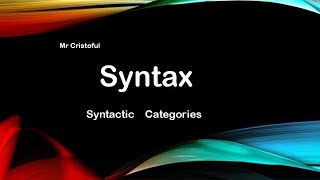 2 Syntax Syntactic Categories 2 Practice Exercises [upl. by Nagrom]