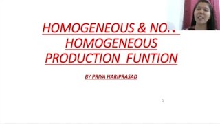 Homogeneous amp Non  Homogeneous Production Function Differences [upl. by Oirotciv]