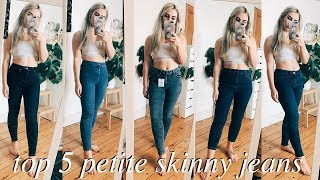 TOP 5 PETITE SKINNY JEANS  Review amp try on [upl. by Orlosky]