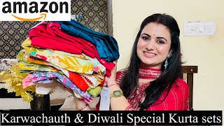 Diwali Special Amazon Kurta Set Haul Floral Print Anarkali Kurta Pant With Dupatta Kurta Salwar [upl. by Pepillo]