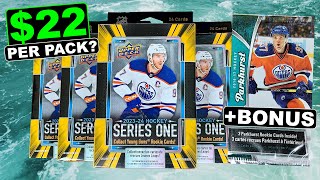 WHAT THE HECK ARE THESE  NEW 202324 Upper Deck Series 1 Hockey Retail Hanger Boxes x6 [upl. by Nnaear]