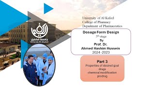 Dosage Form Design part 3 properties of desired goal drugs chemical modification prodrug [upl. by Capello731]