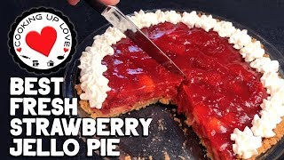 Strawberry Jello Pie Recipe 🍓  Potluck Recipes  Cooking Up Love [upl. by Hsilgne]