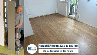 Holzoptikfliesen 225 x 180 cm als Bodenbelag in der Küche [upl. by Joris291]