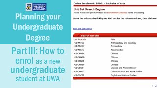 Part III How to Enrol as a New Undergraduate Student at UWA [upl. by Bray168]