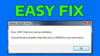 How To Fix 1603 Fatal Error During Installation in Windows [upl. by Airretnahs]