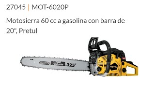 Motosierra 60cc a gasolina con barra de 20quot Pretul 27045 [upl. by Airottiv]