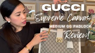 GUCCI Supreme Canvas Medium GG Padlock Review [upl. by Llerot]