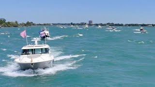 ‘Michigan MAGA Boat Parade’ Takes Detroit River Towards Downtown Detroit [upl. by Manon]