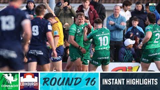 Connacht v Edinburgh Rugby  Instant Highlights  Round 16  URC 202223 [upl. by Mulry]