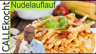 Nudelauflauf mit Schinken und Käse Lecker einfach schnell Rezept [upl. by Nylicaj234]