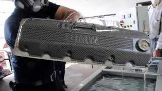 BMW Valve cover Hydro Dipped in Carbon Fiber by Voyles PerformanceHydro Graphics [upl. by Riamu]