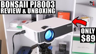 REVIEW Bonsaii Smart Mini DLP Pico Projector  WiFi Bluetooth Android OS [upl. by Hoskinson]