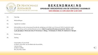 11 juni 2024  OPENBARE VERGADERING VAN DE NATIONALE ASSEMBLEE [upl. by Hairom]